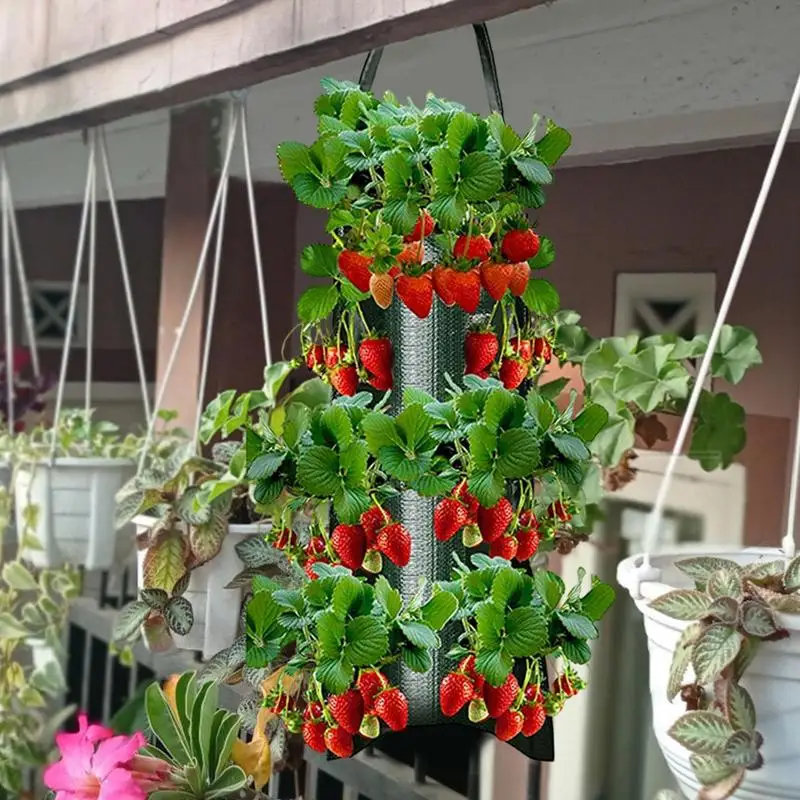 Strawberry Planting Bag With 4/6/8/10 Holes For Strawberry Tomato And Pepper Inverted Tomato Planter Vegetable Planting Bag