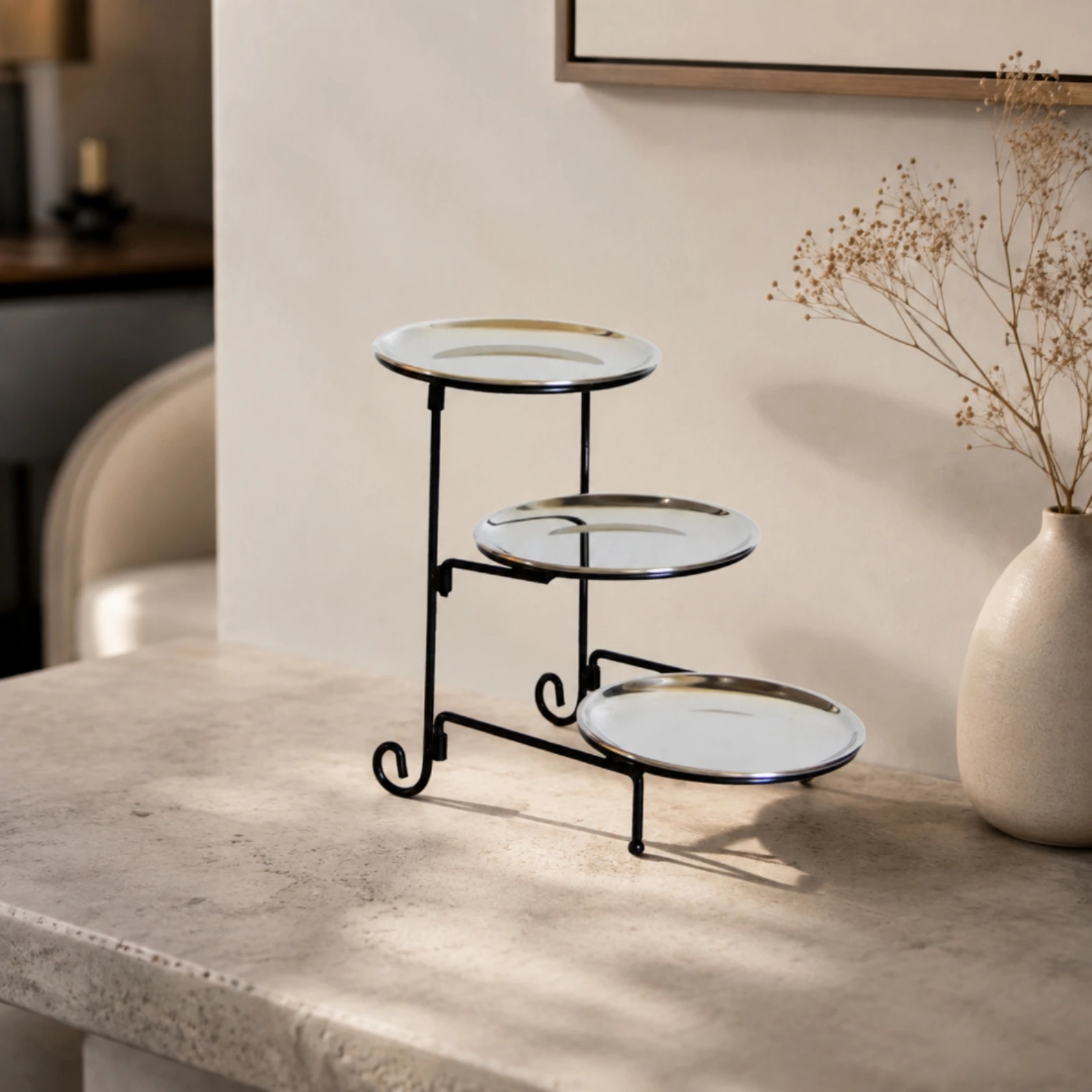 3-Tier Dessert Stand Space-Saving Tiered Dessert Stand Serving Tray Compact Elegant for Party Hosts, Parties, Afternoon Tea
