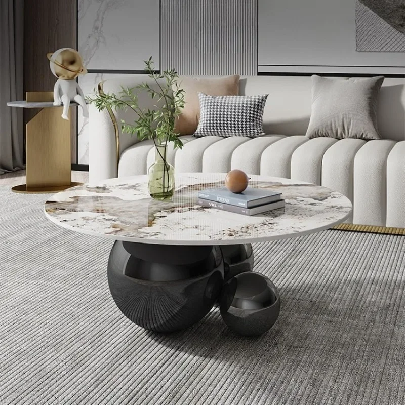 OBMliving room special-shaped round stainless steel modern light luxury Internet celebrity creative designer coffee table