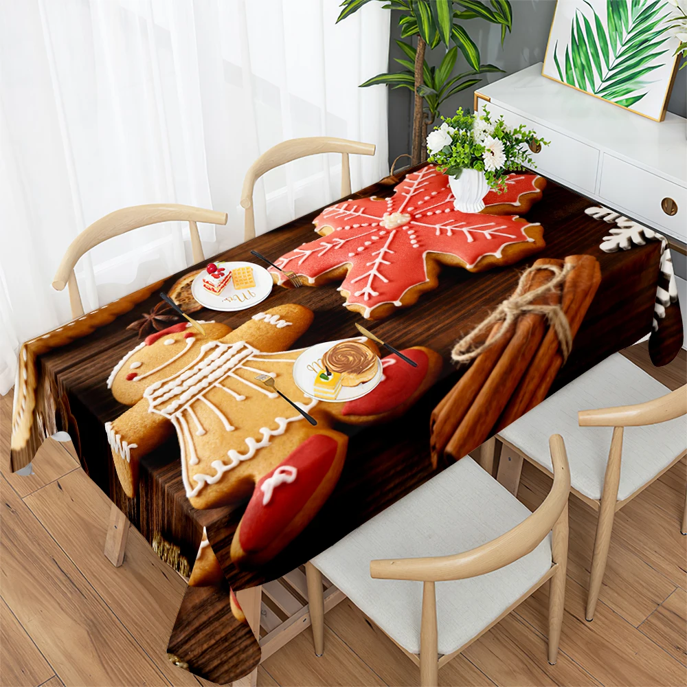 Christmas Gift Creative Biscuit Print Tablecloth New Year Christmas Eve Festive Decoration Wedding Decoration Tablecloth Tables