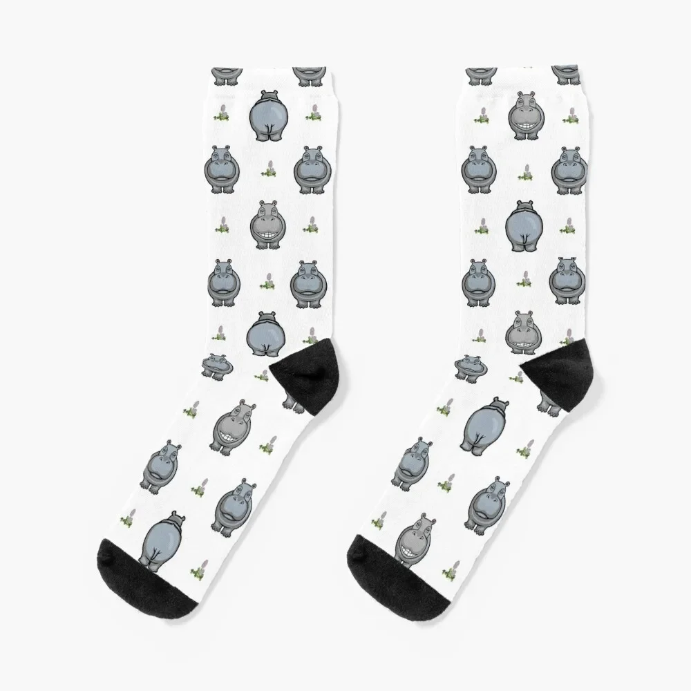 Hippos, Hippos, Everywhere Socks basketball bright garter retro Men's Socks Women's