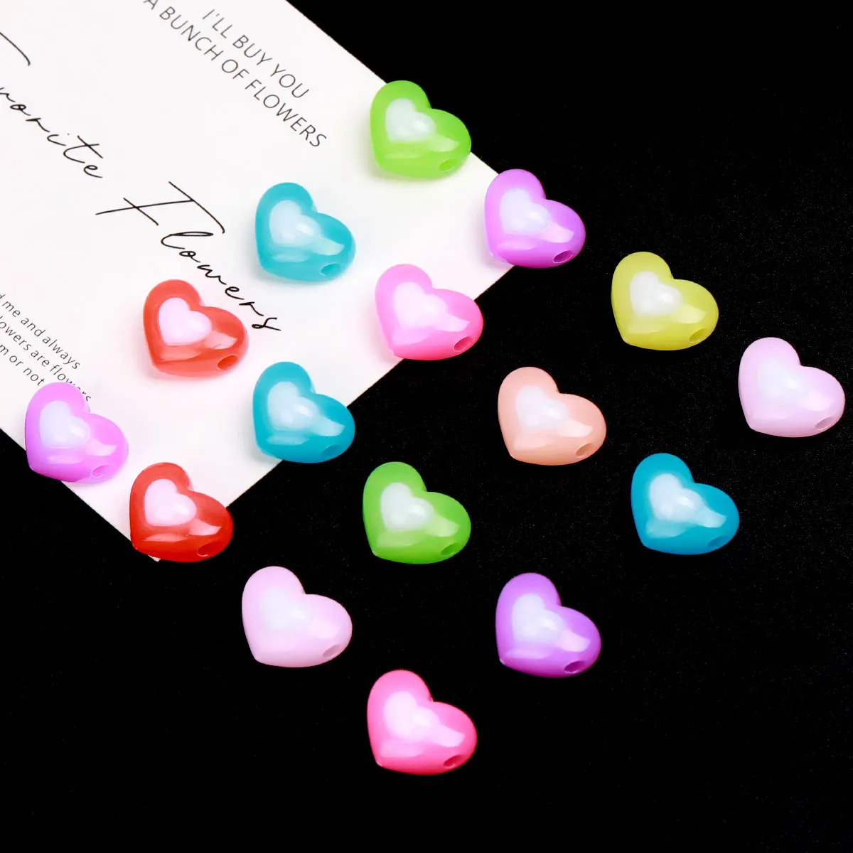 70pcs/140pcs Random Color Heart Shape Acrylic Beads Loose Spacer Beads For Jewelry Making DIY Hair Accessory Bracelet