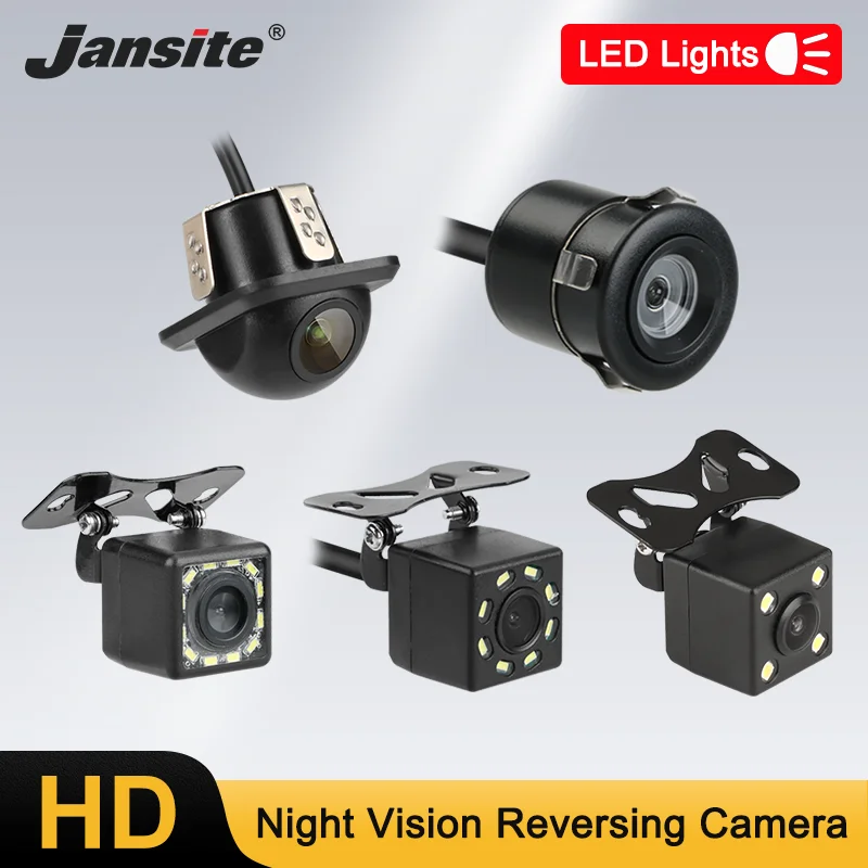 Jansite Car Front Rear View Camera LED Light Night Vision Reversing Universal Automatic Parking Monitor IP68 Waterproof HD Video