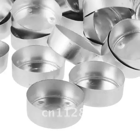 

Aluminum Tealight Cups Wholesale 200Pcs DIY Candles Tealight Containers Case Candle Making Mold Tools 38x14mm Empty