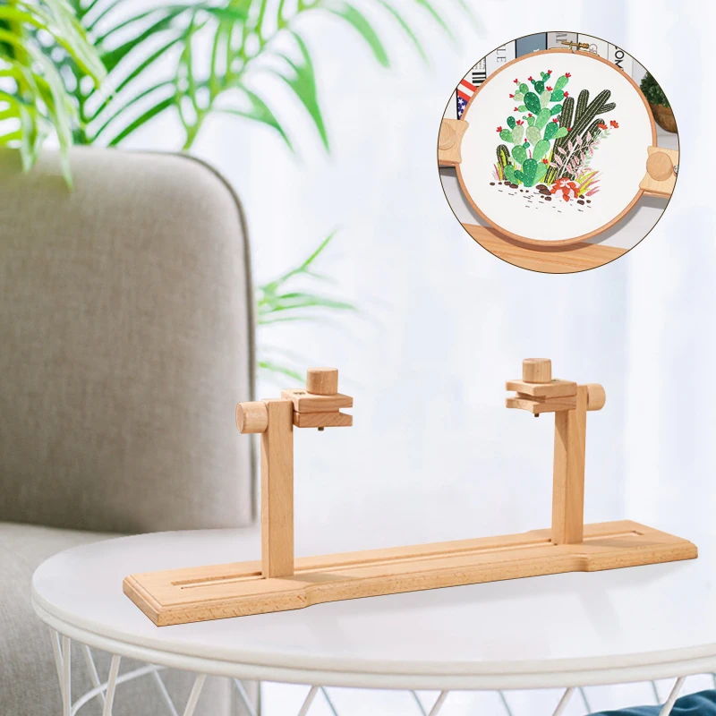 Cross Stitch Frame Stand, Adjustable Wooden Embroidery Frame Stand Kits Sewing Tools Cross Stitch Rack Desktop- Hoop Ring 30cm