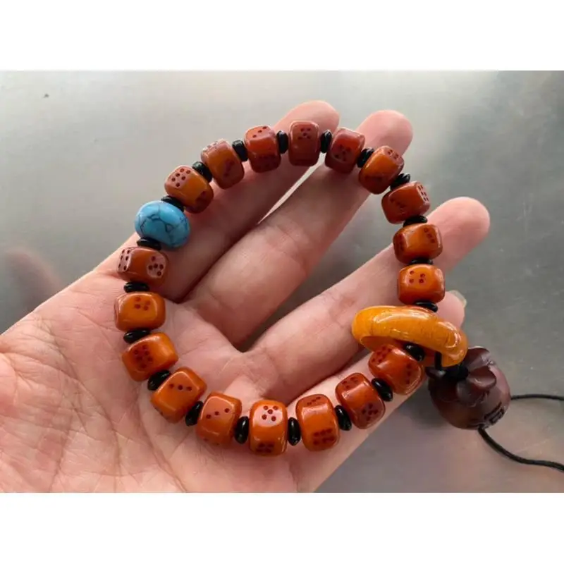 Yak Bone Dice Bracelet Vintage Hand String Men and Women Ethnic Style Jewelry Antique