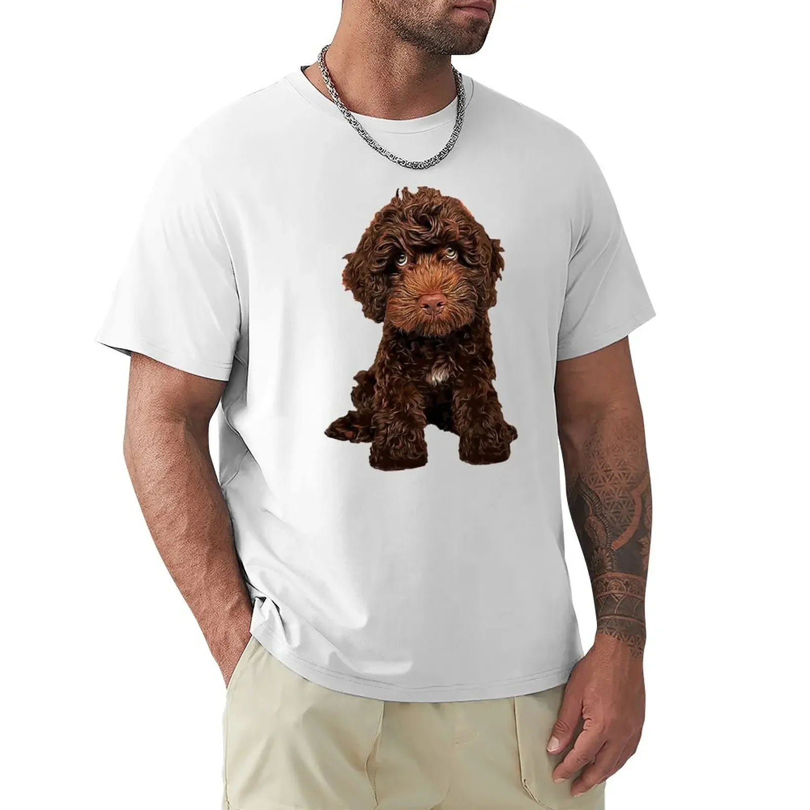 Cockapoo Chocolate Puppy Dog Poodle Mix T-shirt blacks plain men clothes