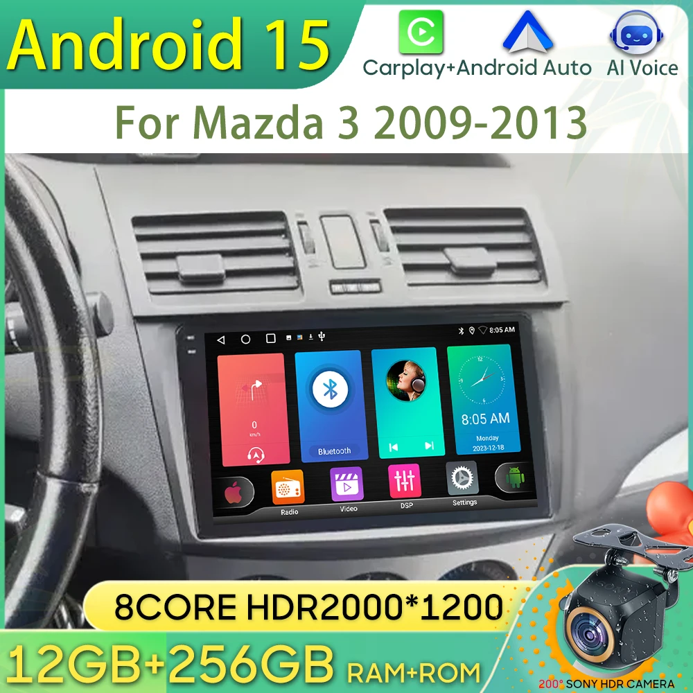 

Android 15 Car Radio For Mazda 3 2009-2013 GPS Navigation Android Auto Carplay Wifi Stereo Unit Display Autoradio Screen No 2din