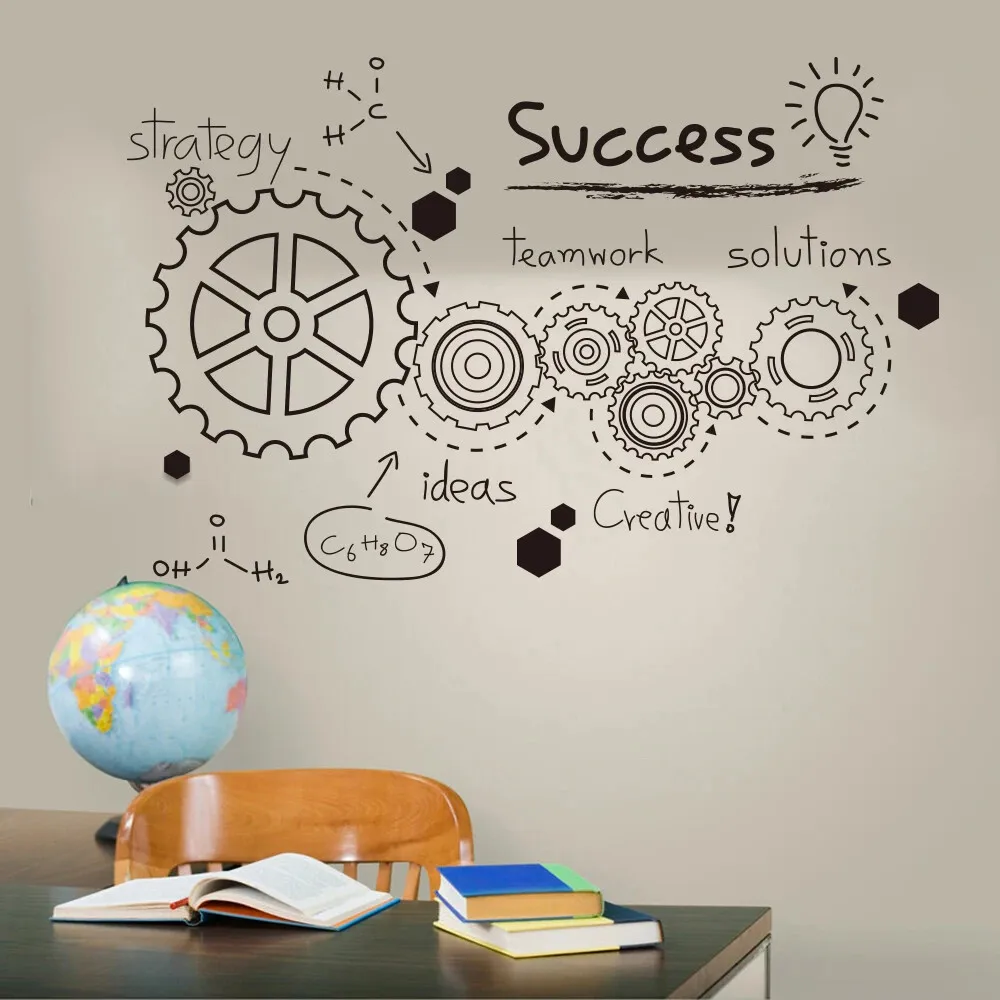 Grand autocollant mural pour le travail d'équipe en bureau, équipement de travail d'équipe, succès, entreprise, salle de classe