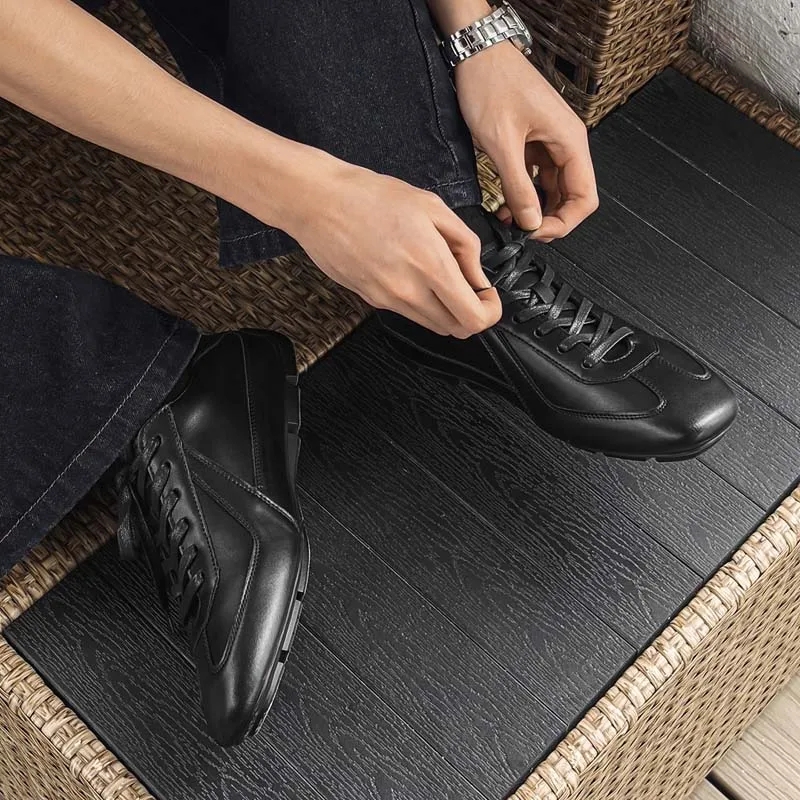 Casual Leather Shoes Soft Comfortable Breathable Lace-Up Dark Brown Black Vintage Retro For Men Daily Walking Work Outdoor Trave