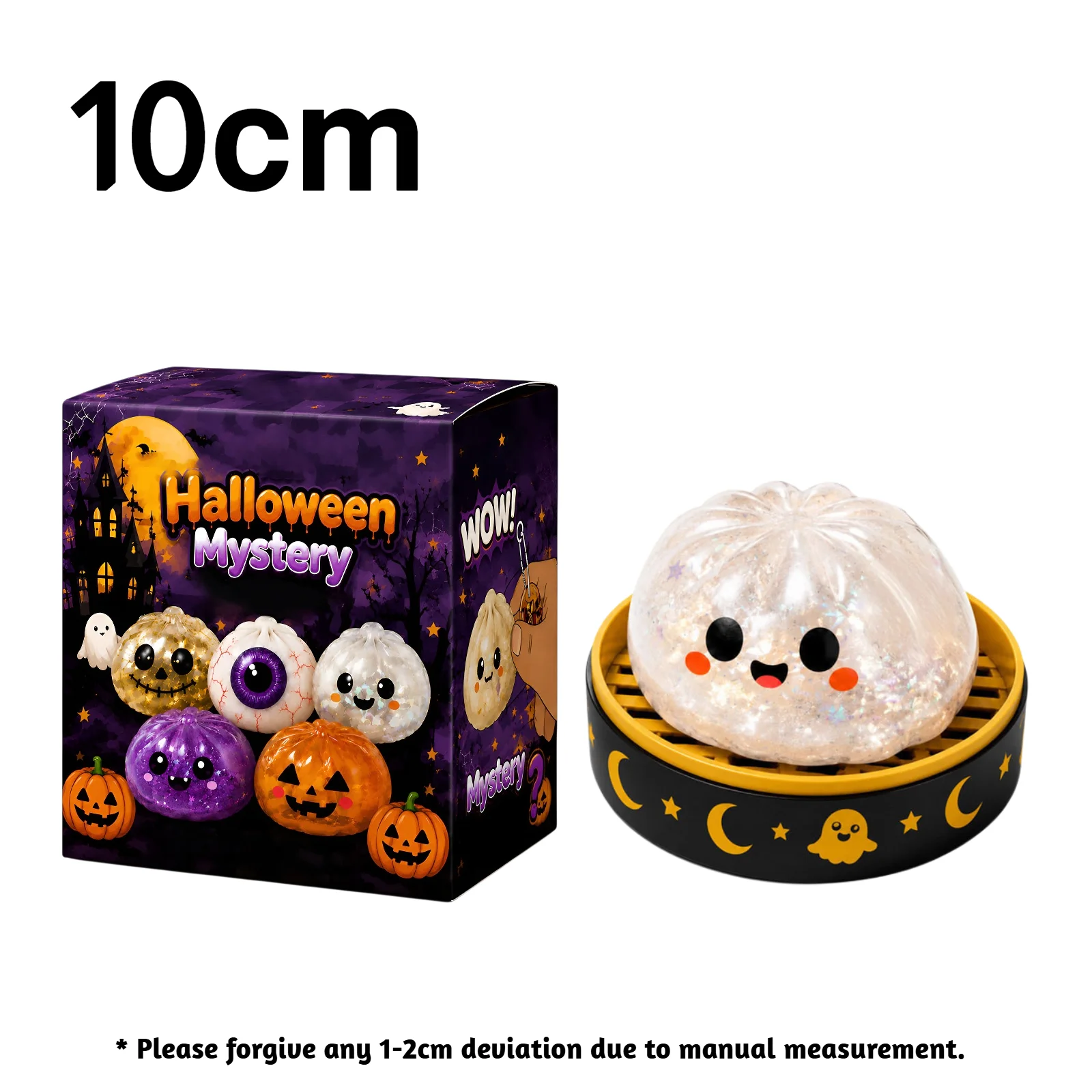 5,5cm/10cm Halloween-Geister-Dumpling-Druckquetschspielzeug, langsam aufsteigend, Stressabbau-Fidget-Spielzeug für Kinder und Erwachsene, Anti-Angst-Geschenk
