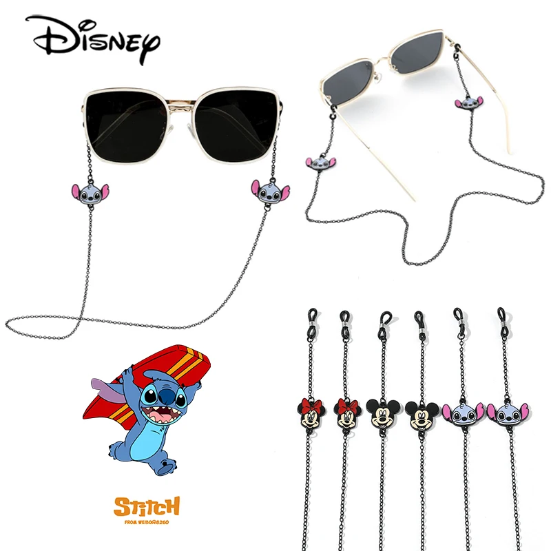 Disney Stitch Mickey Sunglass Metal Chain glasses Mask Accessories Cartoon Anti-Falling Glasses Cord lanyard Fashion Pendant