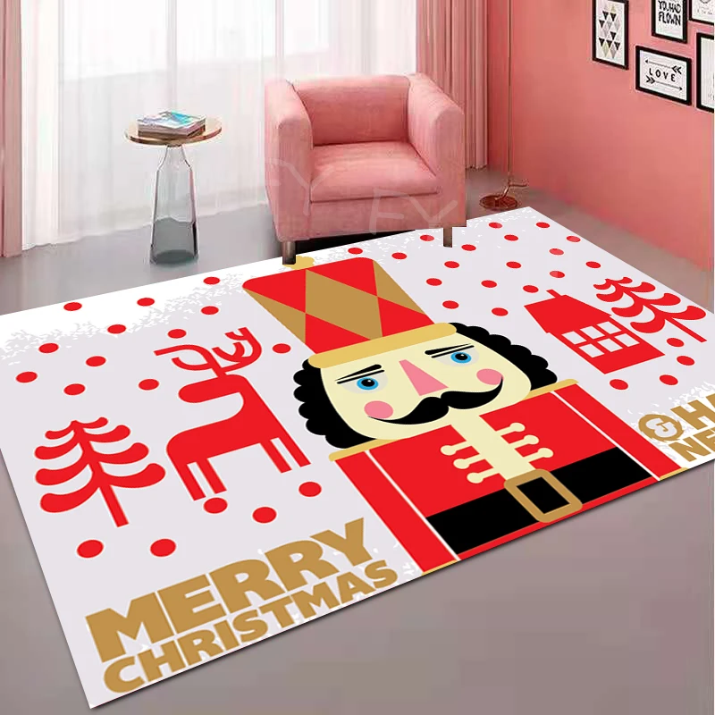 Red Christmas Nutcracker Carpet Home Living Room Bedroom Sofa New Year Decoration Carpet Holiday Party Decoration Friends Gift