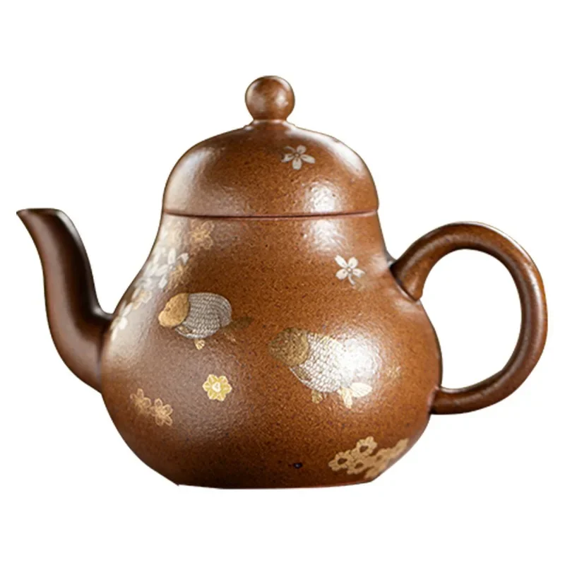 180ML Old Rock Mud Teapot High-grade Ceramic Not Hot Hand Tea Maker Kung Fu Tea Set Household Chinese Retro Hand-held Pot Holder
