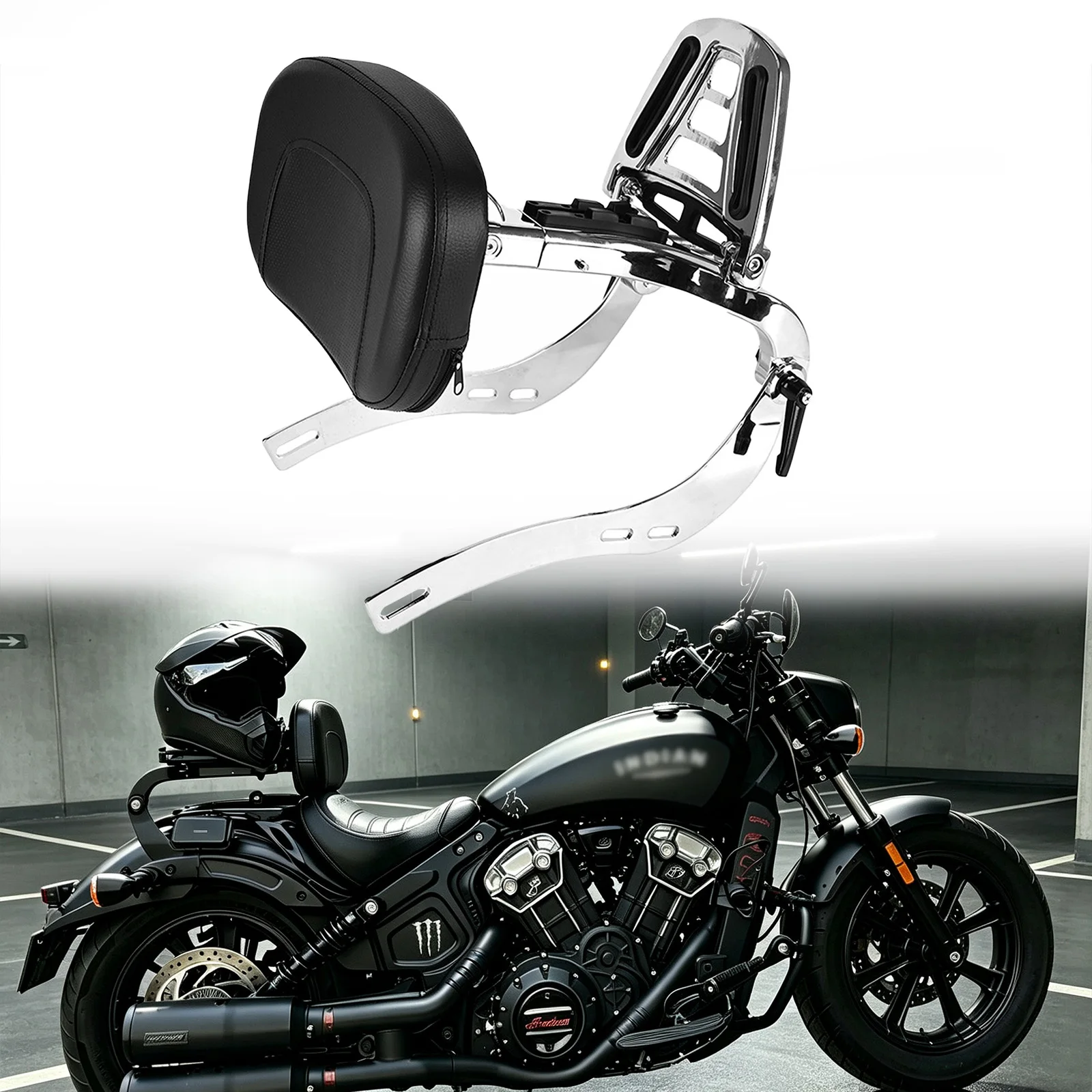 For Indian Scout Bobber Sixty ABS Twenty Sixty Scout Rogue 2018-2024 Adjustable Motorcycle Backrest Passenger Driver Sissy Bar