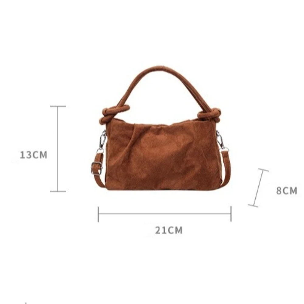 Retro-Stil Wildleder Umhängetasche mit Magnetverschluss Weicher Griff Schultertasche Faltenoptik Modische Handtasche für Damen – Detail 1