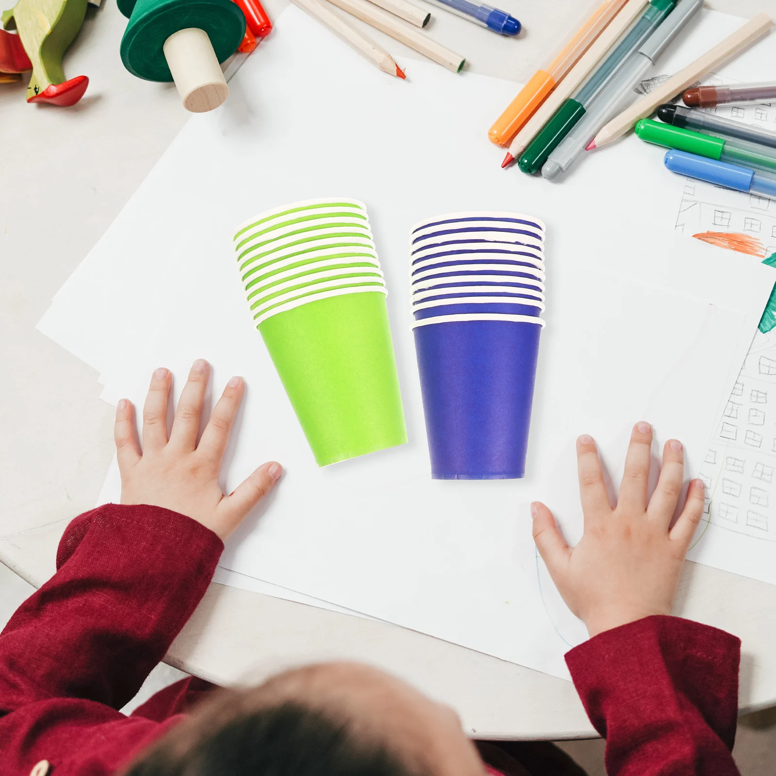 

100Pcs Multi-Color Disposable Paper Cups Creative Art Coloring Kids Hand Drawing DIY Crafts Supplies Disposable Paper Cups