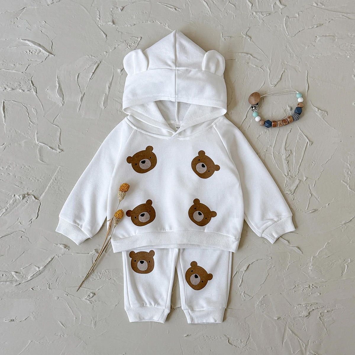 Newborn Baby Boys Girls Leisure Clothes Cute Little Bear Printed Hoodie +Long Pant Autumn New Fashion Infant Outfit 2Pcs/set