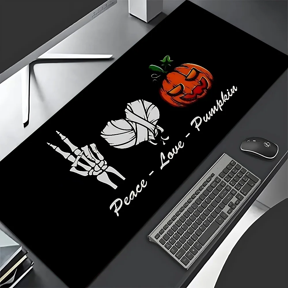 Tapis de souris en cuir PU, tête de citrouille d'halloween, fantôme mignon, grand tapis de bureau, étanche, clavier de bureau, tapis de souris de jeu