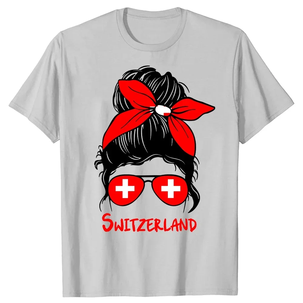 Tee Tops Round Neck Short-Sleeve Fashion Tshirt Clothing Casual Basic Funny Swiss Switzerland Girl Flag T Shirts clothing style