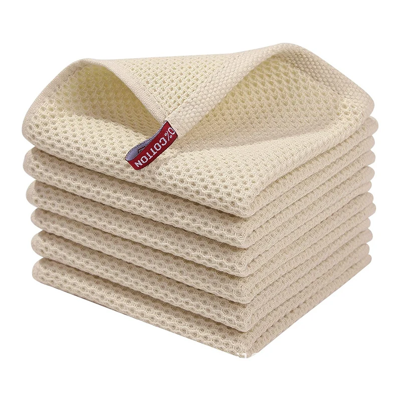 Hot Selling Pure Cotton Honeycomb Kitchen Square Towel Towel Set Easy to Clean with Hook Waffle Square Towel