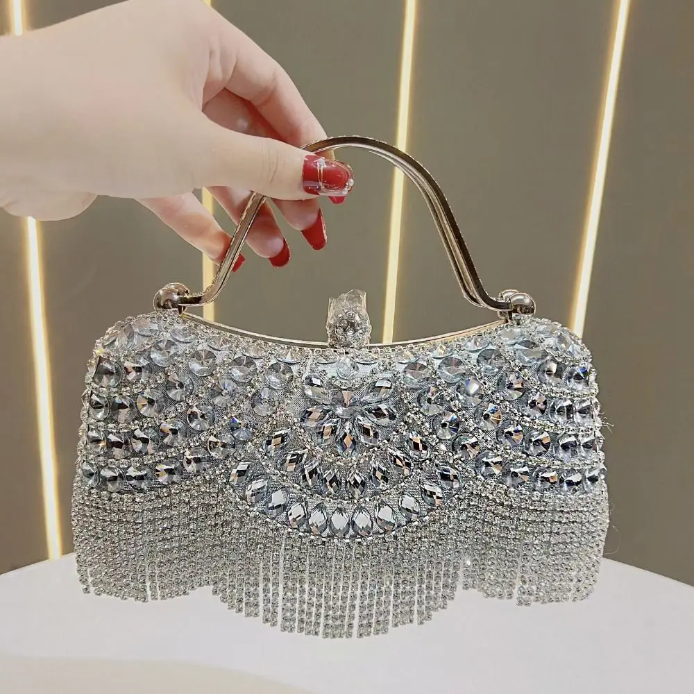 

Повседневная блестящая вечерняя банкетная сумка с кисточками и блестками, блестящая цепочка с кристаллами, сумка через плечо, кошелек, блестящий женский клатч, вечерние