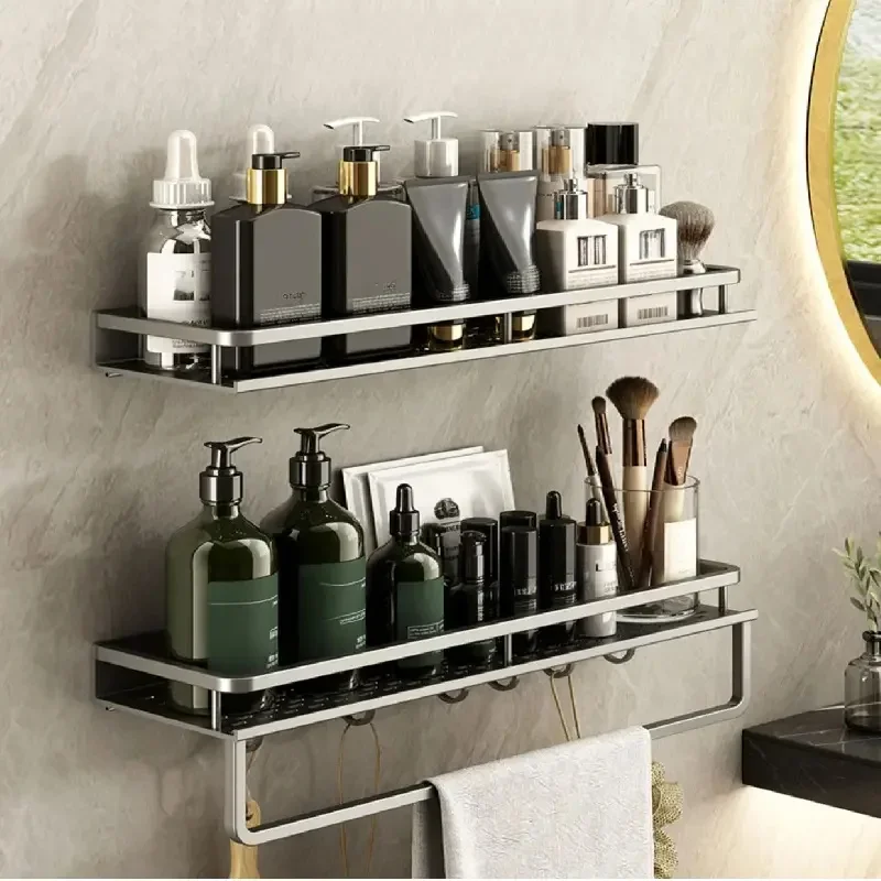 Gun Gray Bathroom Storage Rack Towel Rack Cosmetics Shelf Storage, Suitable For Bathroom Item Storage Acrylic shelf Soap holder