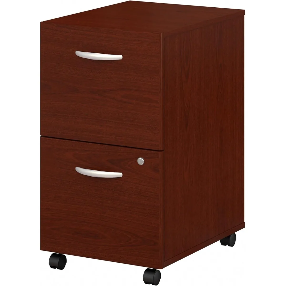 Drawer Rolling File Cabinet in Mahogany-Assembled, Mobile Document Storage for Home or Professional Office