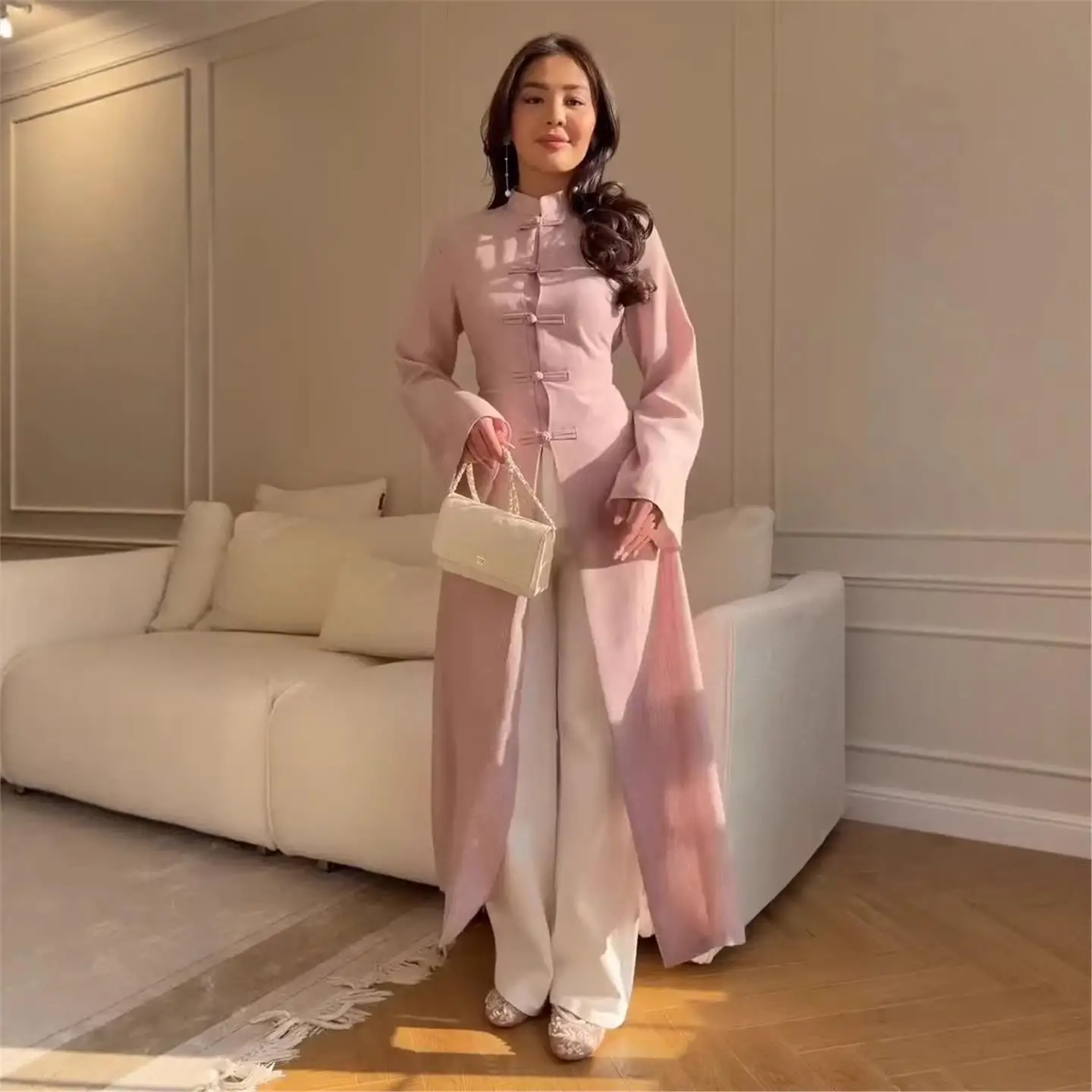 Elegant Long Sleeve Button up Outerwear Skirt Set Women's Fashion Cross-Border Clothing Straight Tube Skirt Two-Piece Suit