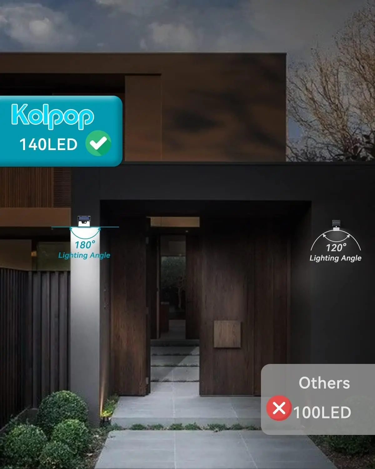 Pacote com 6 luzes solares externas, 140LED, 3 modos, sensor de movimento, à prova d'água IP65