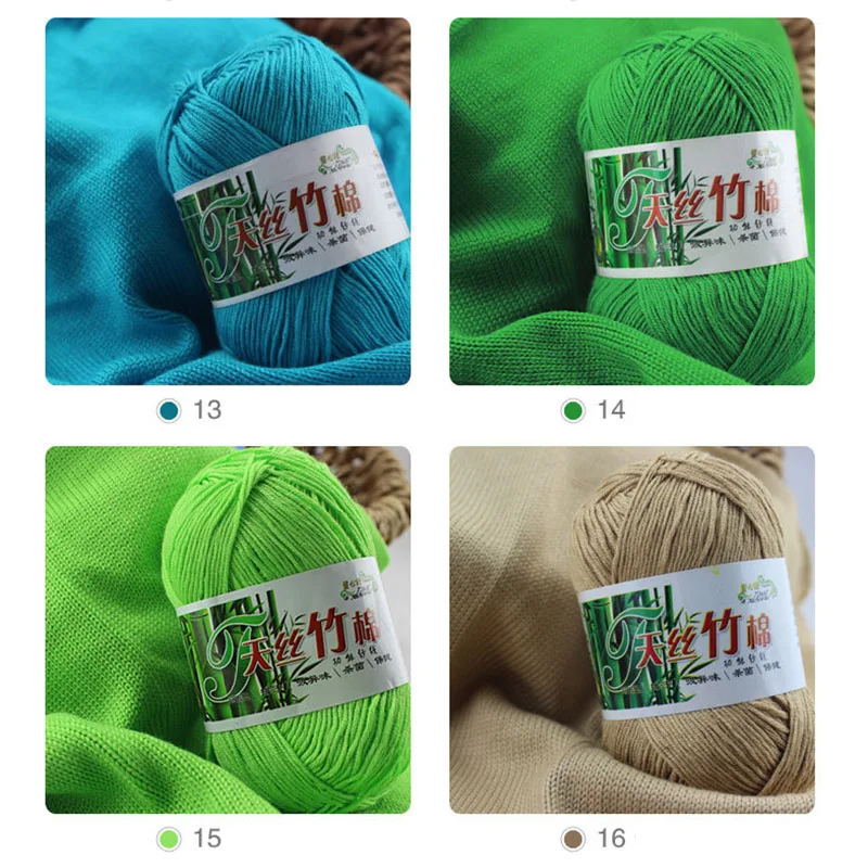 10pcs=500g Bamboo Cotton Warm Soft Natural Knitting Crochet Knitwear Wool Yarn Soft For Hand Knitting