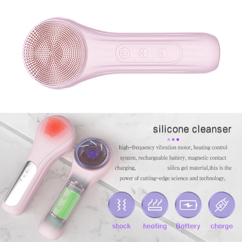 فرشاة وجه كهربائية ، منظف مسام مقاوم للماء ، حزام سيليكون ، شاحن مغناطيسي ، جهاز تنظيف الوجه ، ساخن ، مقاوم للماء