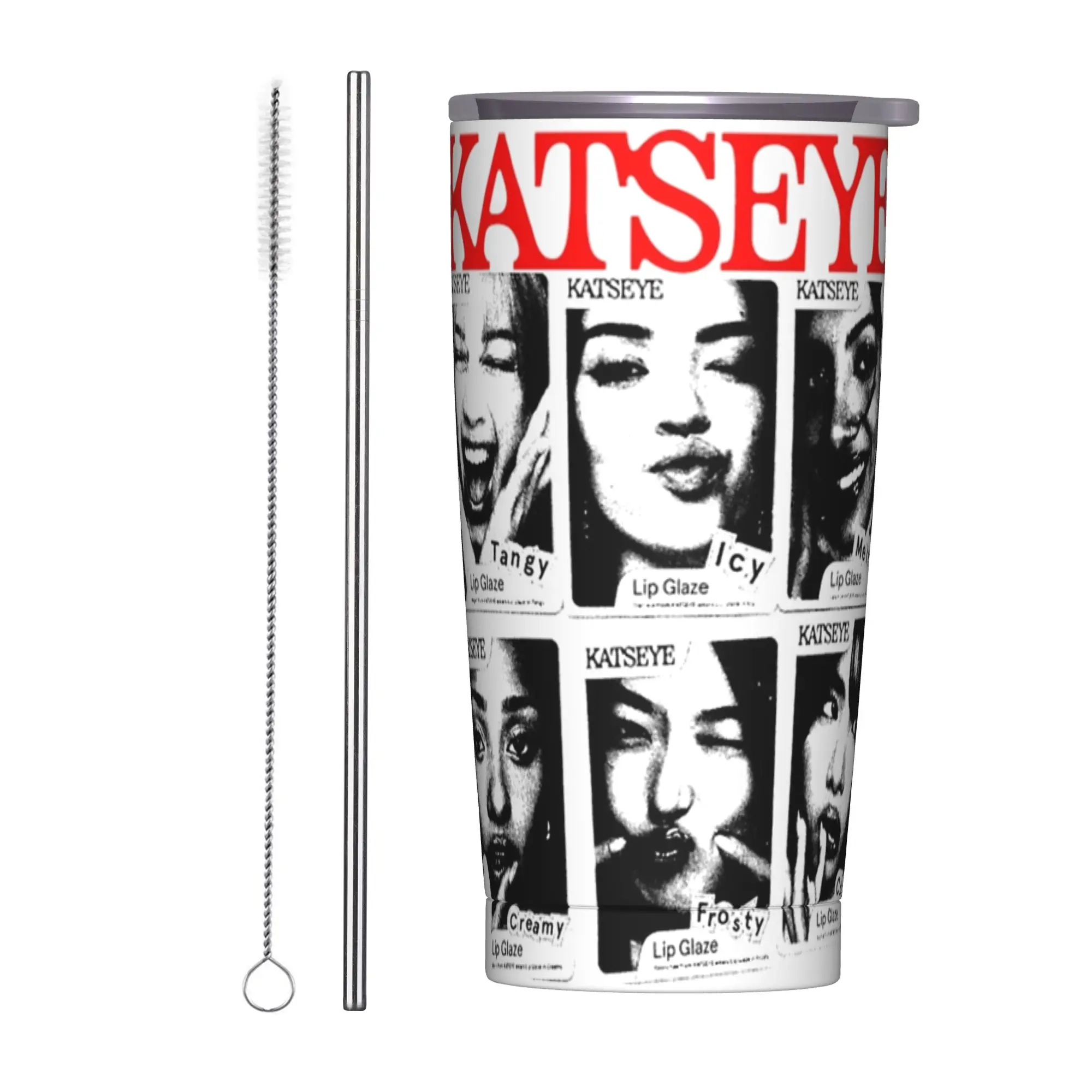 Stainless Steel Tumbler Close Up Photo Katseye Coffee Mug  Leakproof Cold and Hot Mugs Cup Camping Water Bottle