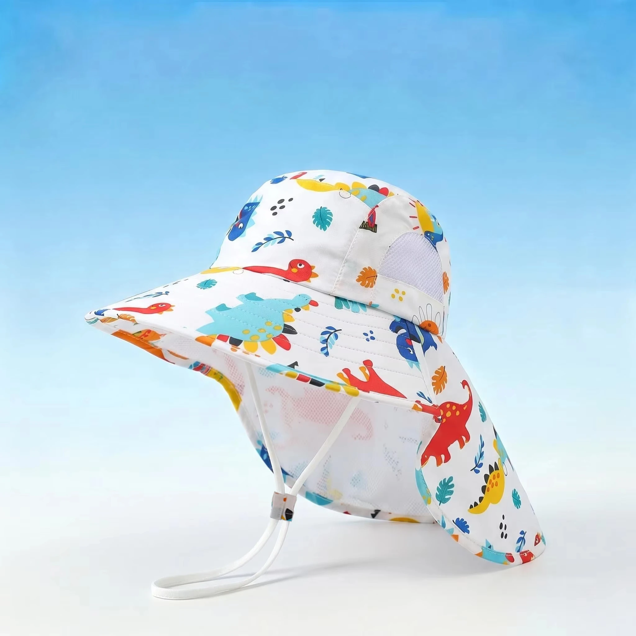 Children's cartoon pattern sun hat with brim for boys and girls, summer sun protection and shade fishing hat