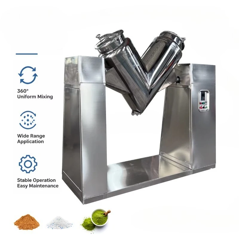 V Type Dry Powder Mixer for Construction Putty Powder Gypsum Blends Cement Additives Uniform Batch Mixing Machine