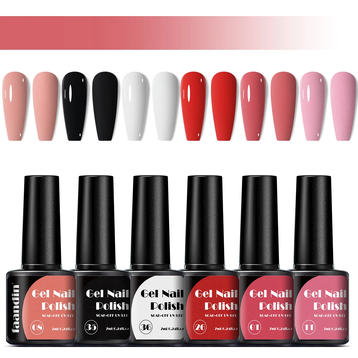 6Pcs/Set Faandin 0.24oz*6 Bottles Gift Box Set, Solid Color Pearlescent Gel Nail Polish Set, Rich Colors, Selected in Purple, Red, and Colorful Tones, Dazzling Nail Polish Gel Set, High-Quality Nail Polish Gel, Long-Lasting and Wear-Resistant, Not Easy to Fade, Easy-To-Remove Nail Polish Gel, Gift for Mom, Gift for Girlfriend, Perfect Gift, Wholesale Nail Polish Gel for Nail Salons