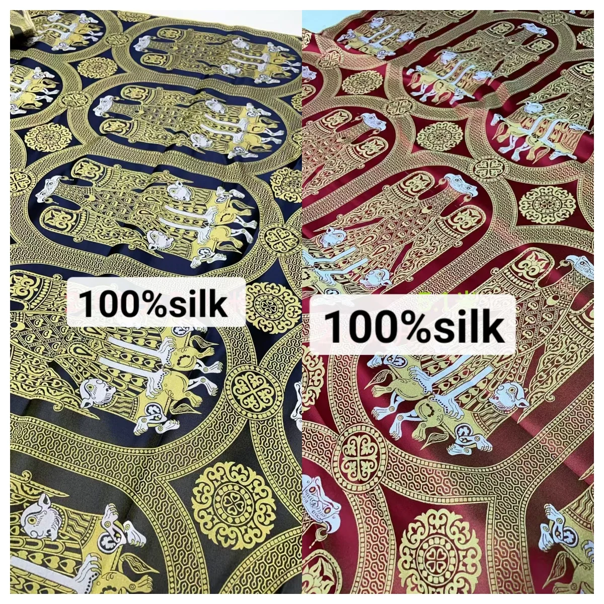 

Везанчающий узор центральной азиатской шелковой дороги. Историческое восстановление парчовой жаккардовой ткани.