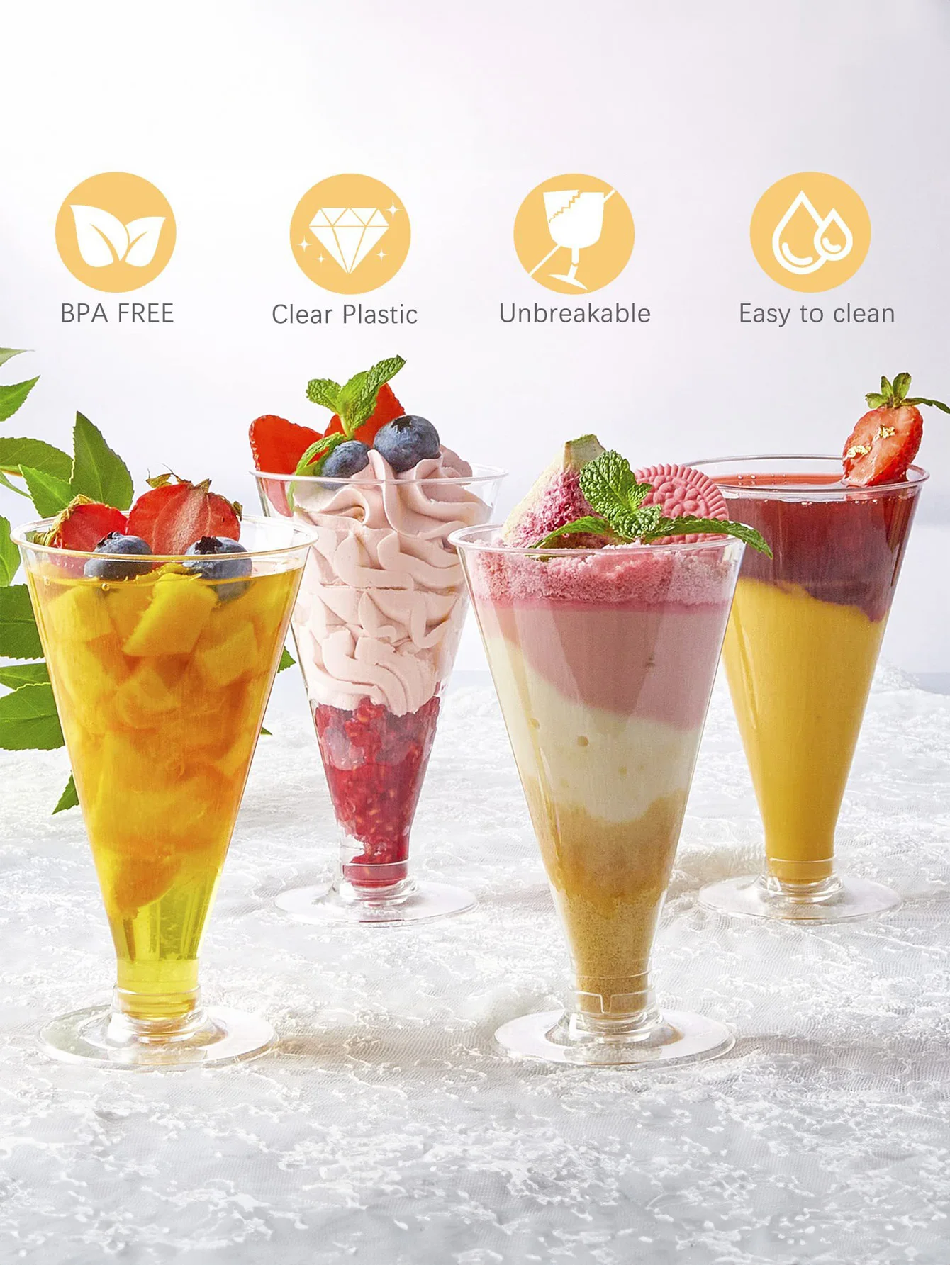 8 round mouth ice cream cups, suitable for ice cream cake dessert fruit cups, cold drink cups, birthday party bar baking cups