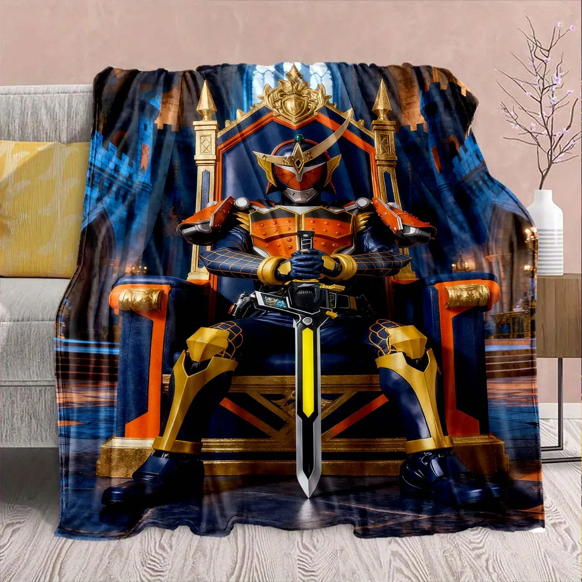Kamen Rider Anime Flannel Blanket – Soft, Warm, Perfect for Sofas, Bedding, Camping, Travel, Office, and Home Decor – QJY