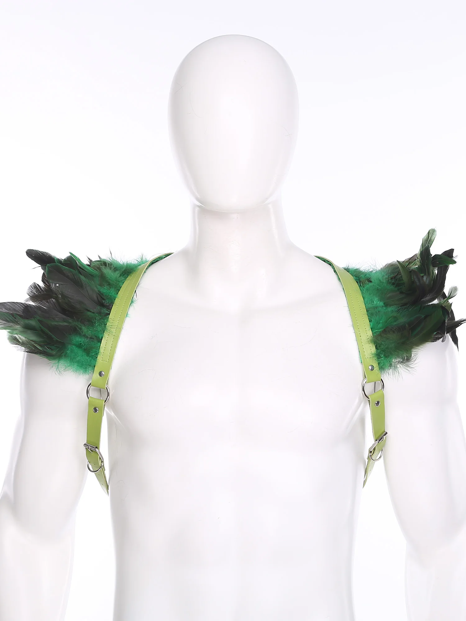 Charreteras de plumas góticas Punk para hombre y mujer, arnés de pecho ajustable, cinturón corporal de una pieza, accesorio de disfraz para fiesta y Club, Unisex