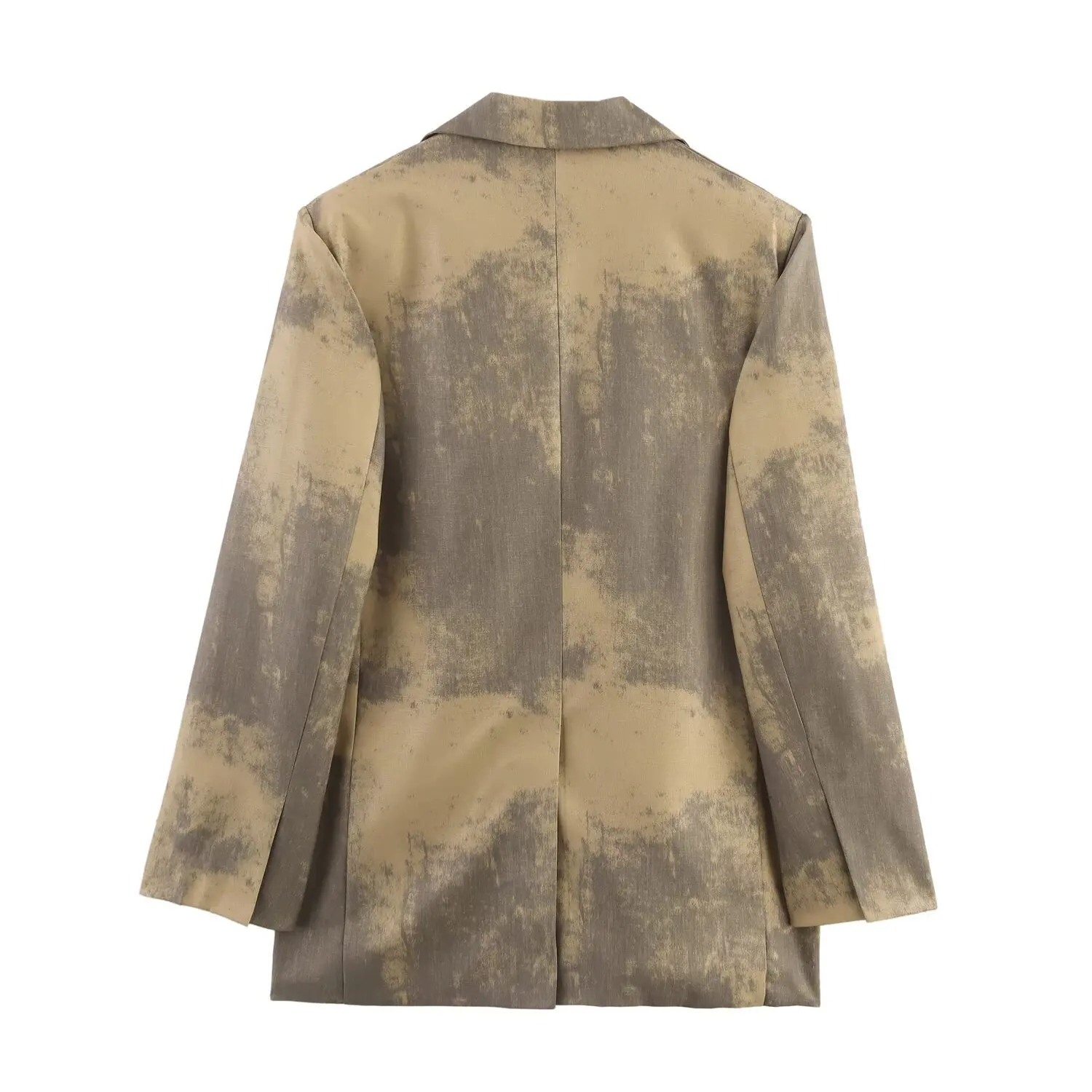 Abbigliamento femminile europeo e americano 2025 Primavera e autunno New Fashion Retro Tie-Dye Print Minimalist Blazer Top