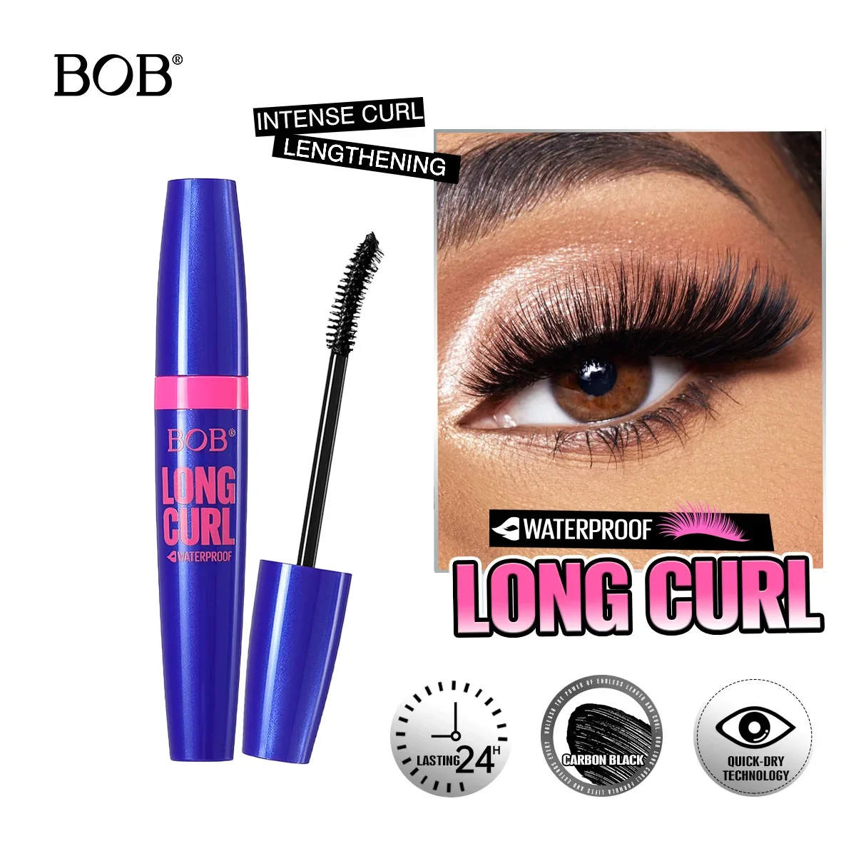BOB Volumizing Mascara Waterproof Smudge-proof Long Lasting Curling Lash Fixing Natural Thick Eyelashes Makeup Beauty Cosmetics