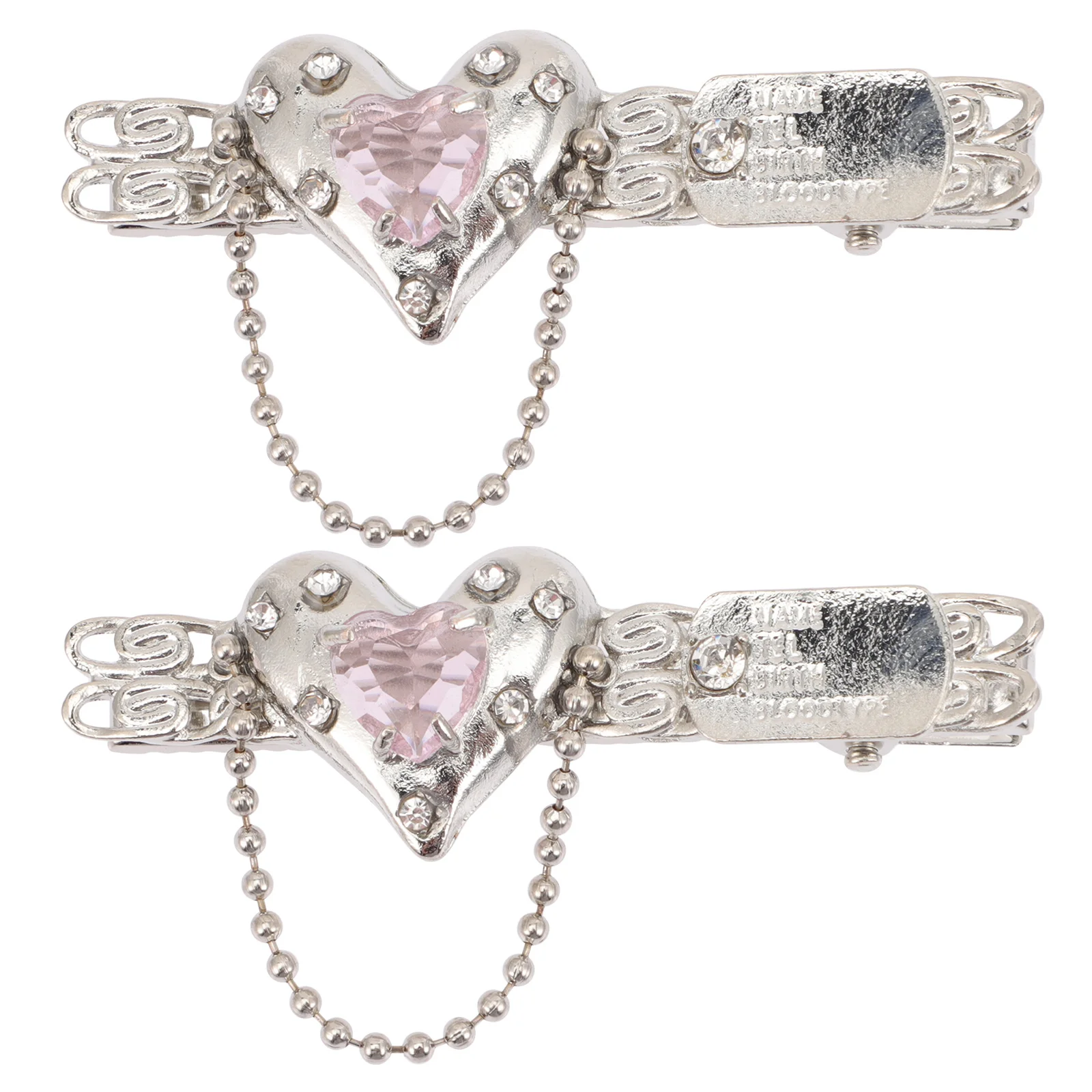 

2Pcs Metal Tassel Hair Barrettes Heart Design Girls Accessories Durable and Practical for Any Occasion Girls Hair Clips