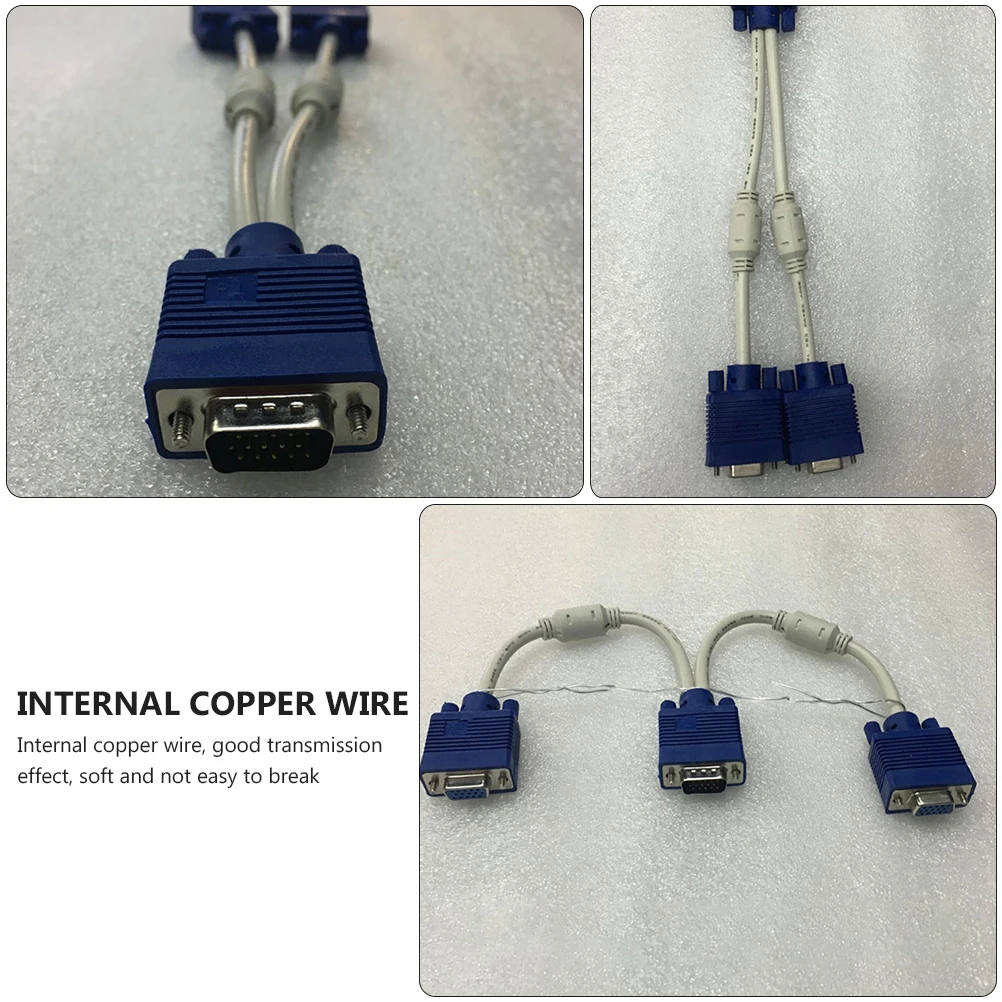 

2pcs Vga Video Adapter Dual Monitor Thickened Cable Abs Coating Copper Wire Vga Splitter Male To Dual Female 1 Out Adapter