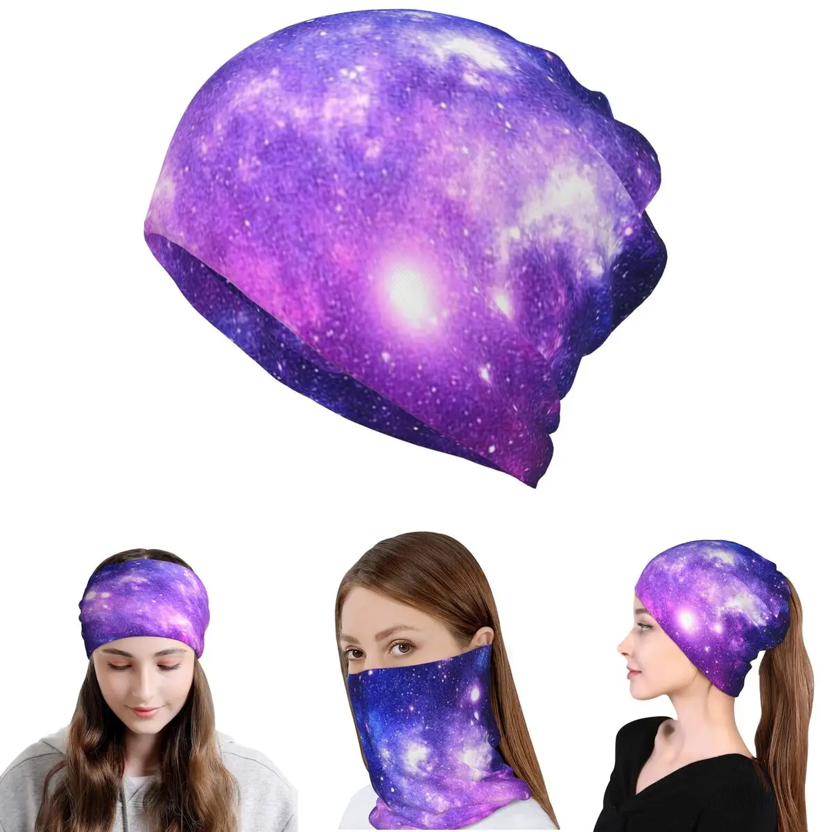 Lila-blaues Galaxie-Nebel-Bandana, Halstuch, Maske, Schal, multifunktionaler Fahrradschal, Mütze für Männer, Frauen, Erwachsene, atmungsaktiv