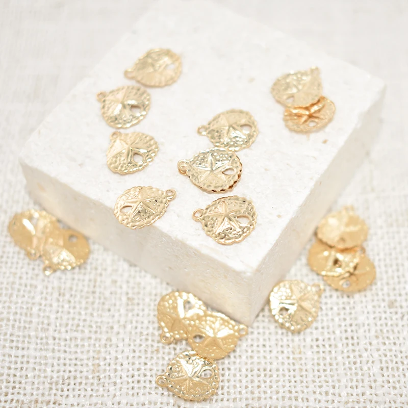 Sanddollar-Anhänger aus 14K Goldfilled, Sanddollar-Charm für DIY Armband- und Halsketten-Herstellung, Schmuckzubehör – Detail 16