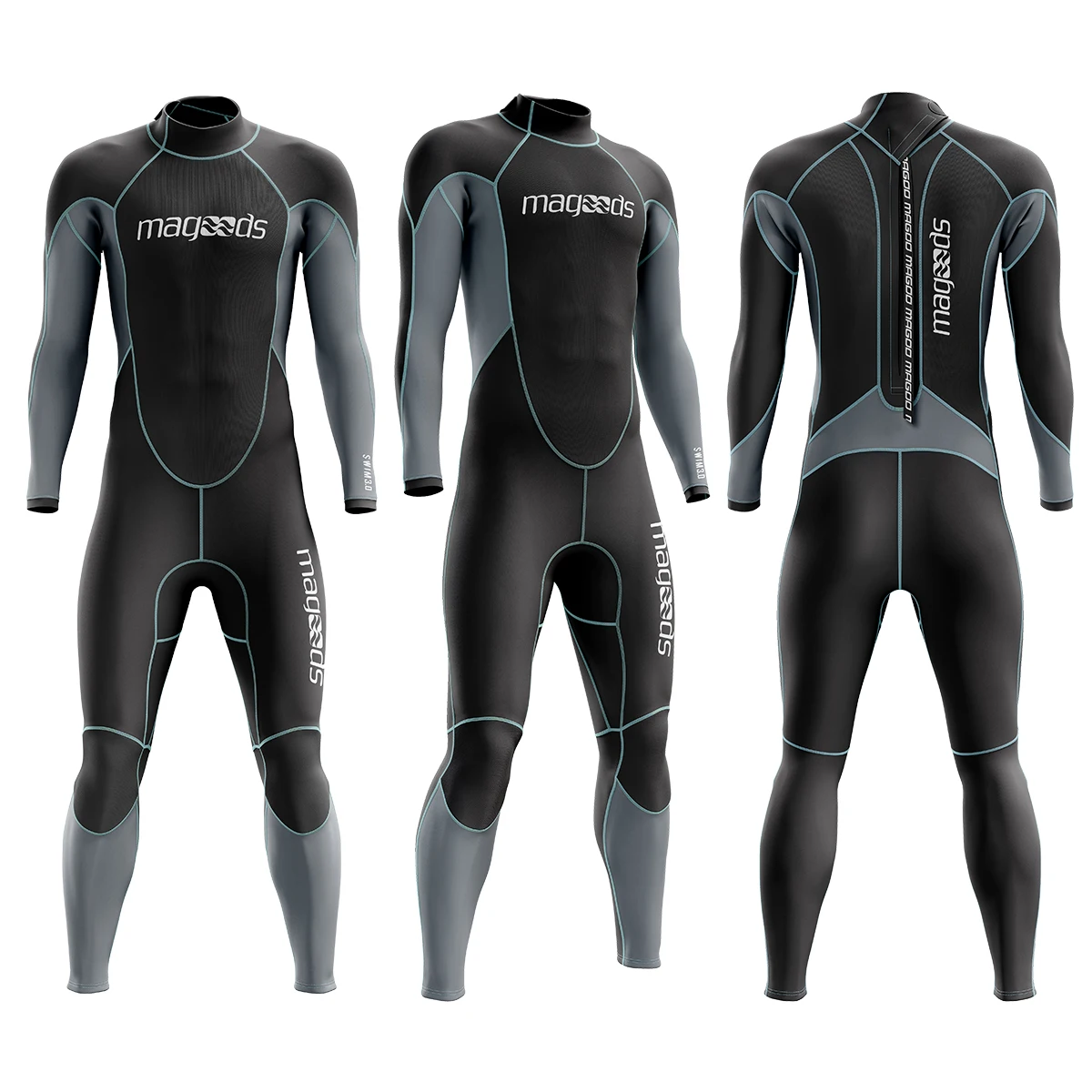 

STLF Wetsuit Men Neoprene Full Scuba Diving Suits Thermal Swimsuit Long Sleeve Back Zip for Water Sports