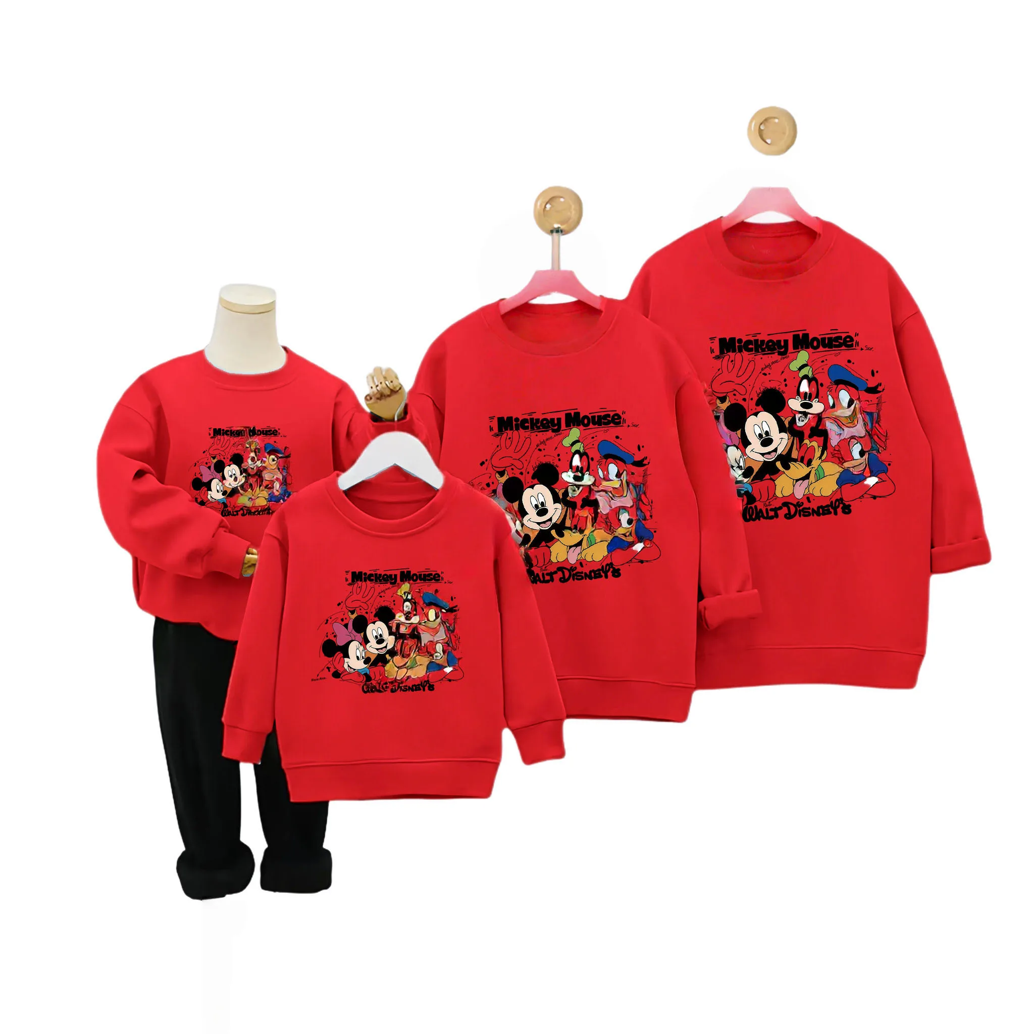 

Рождественские одинаковые комплекты для всей семьи с принтом Микки, одежда для родителей и детей, топ, одинаковая одежда для мамы и дочки, одежда для мальчиков