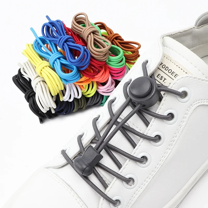 Elastic Laces รองเท้าผ้าใบรองเท้า Laces โดยไม่ต้องผูก Unisex Quick Shoelace รอบยางขี้เกียจ Shoelaces กีฬา Shoestrings 1 คู่