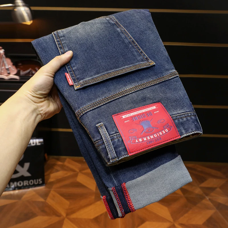 

BBL9910Long Pants/Crop Length Two Lengths, Triple-Needle Stitching High-Quality Casual Denim Slim-Fit Straight Leg Jeans for Men